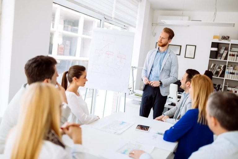 Business people working in office and collaborating