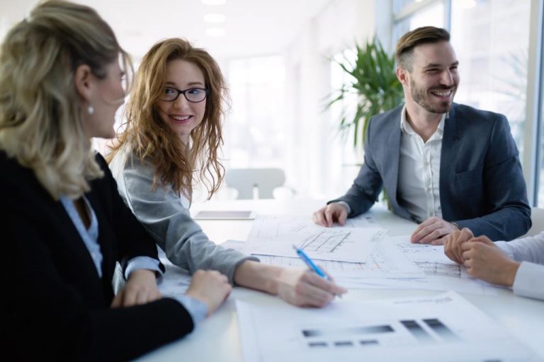 Business meeting and cooperation by business people in office