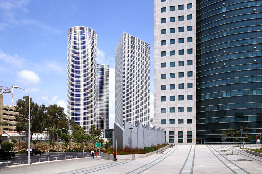 45927470 - tel aviv, israel - may 10, 2015: three high-rise azrieli in tel aviv